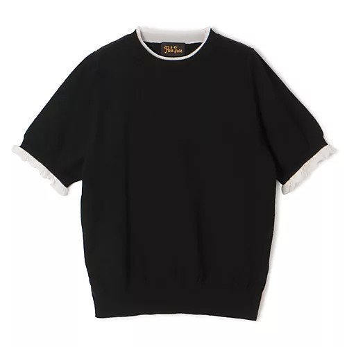 【ペールジュート/Pale Jute】のdots knit half sleeve PO インテリア・キッズ・メンズ・レディースファッション・服の通販 founy(ファニー) 　ファッション　Fashion　レディースファッション　Fashion for Women　トップス・カットソー　Cut & Sew Tops　ニット　Knit Tops & Sweaters　デニム　Denim, Jeans Material　ドット　Polka Dot, Dot Pattern　半袖　Short Sleeve, Half Sleeve　洗える　Machine Washable　長袖　Long Sleeve, Full Sleeve　BLACK&#215;WHITE|ID: prp329100004449520 ipo3291000000034166911