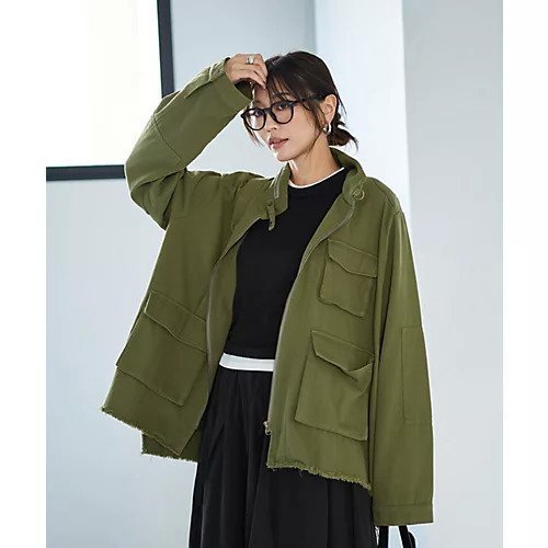 【スタイルデリ/STYLE DELI】の洗い加工ミリタリージャケット インテリア・キッズ・メンズ・レディースファッション・服の通販 founy(ファニー) 　ファッション　Fashion　レディースファッション　Fashion for Women　アウター　Coat / Outerwear Collection　レディースジャケット・軽アウター　Jackets　サテン　Satin, Glossy Fabric　サロペット　Overalls, Salopette　シルバー　Silver, Metallic Silver　ジャケット　Jacket, Outerwear　スタンド　Stand Collar, Upright Stand　スリット　Slit, Slit Detail　デニム　Denim, Jeans Material　フェミニン　Feminine, Girly　フォルム　Silhouette, Form　フラップ　Flap, Flap Pocket　フリンジ　Fringe, Tassel　フロント　Front, Front Design　ポケット　Pocket, Pocket Detail　ミリタリー　Military, Army Style　レース　Lace, Lace Fabric　夏　Summer　マッチャ|ID: prp329100004450825 ipo3291000000033878402