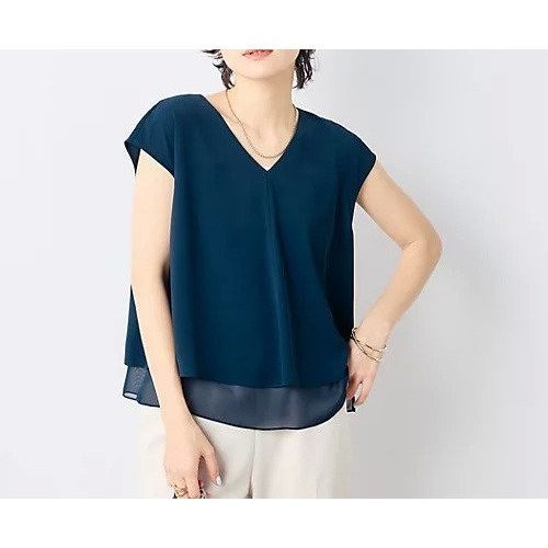 【ノーリーズソフィー/NOLLEY'S sophi】のレイヤードVネックブラウス インテリア・キッズ・メンズ・レディースファッション・服の通販 founy(ファニー) 　ファッション　Fashion　レディースファッション　WOMEN　トップス・カットソー　Tops/Tshirt　シャツ/ブラウス　Shirts/Blouses　Vネック　V-Neck　2025年　2025　2025春夏・S/S　Ss,Spring/Summer,2025　おすすめ　Recommend　インナー　Inner　サテン　Satin　シフォン　Chiffon　シンプル　Simple　ジャケット　Jacket　ドレープ　Drape　バランス　Balance　フロント　Front　ビジネス 仕事 通勤　Business　ネイビー|ID: prp329100004451863 ipo3291000000031901234