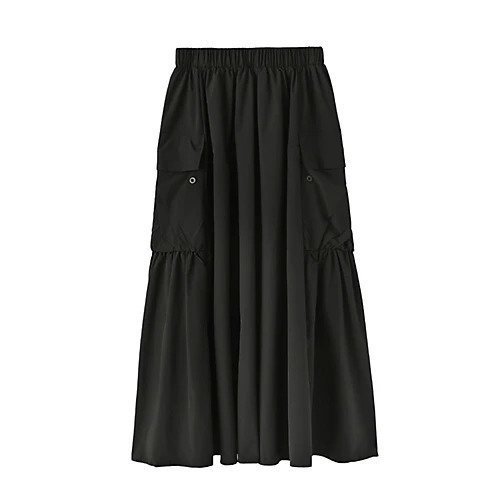 【スタイルデリ/STYLE DELI】の【BLK001】タフタカジュアルカーゴスカート インテリア・キッズ・メンズ・レディースファッション・服の通販 founy(ファニー) 　ファッション　Fashion　レディースファッション　WOMEN　スカート　Skirt　ギャザー　Gather　スリット　Slit　トレンド　Trend　定番　Standard　ポケット　Pocket　ミモレ　Mimore　おすすめ　Recommend　旅行　Travel　エレガント 上品　Elegant　ブラック|ID: prp329100004451875 ipo3291000000031143183