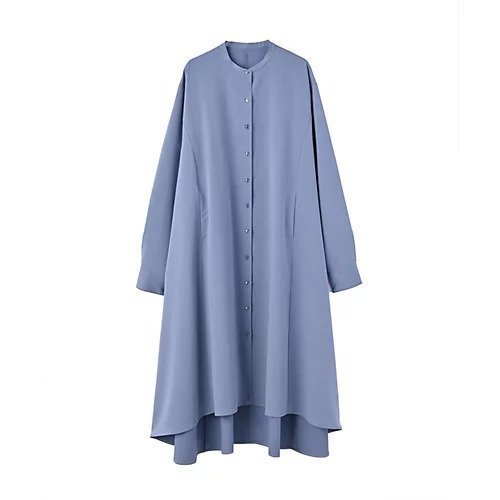 【スタイルデリ/STYLE DELI】の【BLK001】フレアシャツワンピース インテリア・キッズ・メンズ・レディースファッション・服の通販 founy(ファニー) ファッション Fashion レディースファッション Fashion for Women ワンピース Dresses シャツワンピース / 1枚で着映えコーデ Shirt Dresses エレガント 上品 Elegant くるぶし Ankle-Length スタンド Stand Collar, Upright Stand スリット Slit, Slit Detail フレア Flare, Flared フロント Front, Front Design 羽織 Haori, Light Jacket おすすめ Recommended / Our Picks 夏 Summer ブルー|ID: prp329100004451880 ipo3291000000034921214
