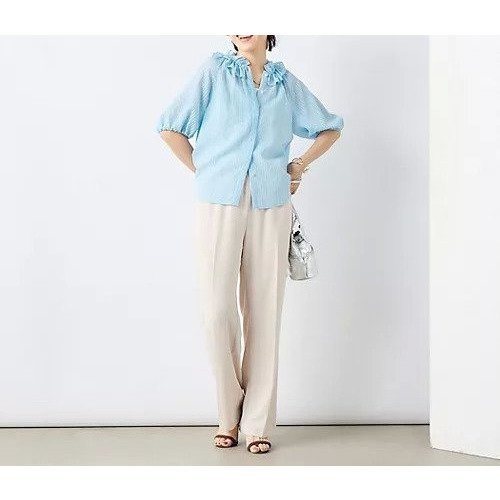【ノーリーズソフィー/NOLLEY'S sophi】のサッカーチェックフリルネックブラウス 人気、トレンドファッション・服の通販 founy(ファニー) 　ファッション　Fashion　レディースファッション　Fashion for Women　トップス・カットソー　Cut & Sew Tops　シャツ・ブラウス・オフィスカジュアル　Elegant Blouses & Button-Ups　2025年　2025　2025春夏・S/S　Spring/Summer 2025 SS25　おすすめ　Recommended / Our Picks　インナー　Innerwear　ジャケット　Jacket, Outerwear　フリル　Frill, Ruffle　ボトム　Bottoms, Lower Wear　other-2|ID: prp329100004452943 ipo3291000000031712358