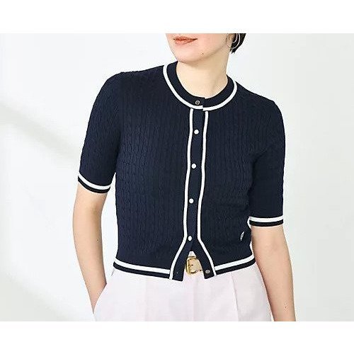 【ノーリーズ/NOLLEY'S】の配色ケーブル半袖カーディガン インテリア・キッズ・メンズ・レディースファッション・服の通販 founy(ファニー) https://founy.com/ ファッション Fashion レディースファッション Ladies' Fashion Online トップス・カットソー Tops/Tshirt カーディガン Cardigans 2025年 2025 2025春夏・S/S Ss,Spring/Summer,2025 おすすめ Recommend カーディガン Cardigan コンパクト Compact シルク Silk デニム Denim フェミニン Feminine ロング Long ワイド Wide 半袖 Short Sleeve 夏 Summer 春 Spring |ID: prp329100004452953 ipo3291000000031156039