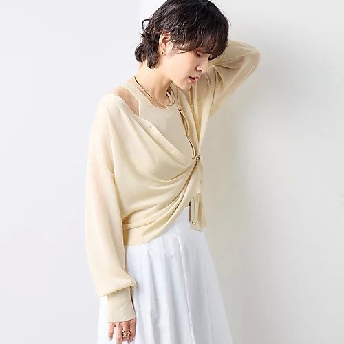 【ノーリーズソフィー/NOLLEY'S sophi】の《アンサンブル対応》《手洗い可能》イタリー糸ラメシアーVネックカーディガン インテリア・キッズ・メンズ・レディースファッション・服の通販 founy(ファニー) 　ファッション　Fashion　レディースファッション　WOMEN　トップス・カットソー　Tops/Tshirt　カーディガン　Cardigans　アンサンブル　Knit Ensemble　Vネック　V-Neck　2025年　2025　2025春夏・S/S　Ss,Spring/Summer,2025　アンサンブル　Ensemble　イタリア　Italy　カシュクール　Cachecoeur　カーディガン　Cardigan　夏　Summer　秋　Autumn/Fall　ベージュ|ID: prp329100004452959 ipo3291000000031156068