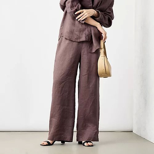 【ノーリーズ/NOLLEY'S】の【WEB STAFF恵 別注カラーあり】《セットアップ対応》リネンセミワイドパンツ インテリア・キッズ・メンズ・レディースファッション・服の通販 founy(ファニー) 　ファッション　Fashion　レディースファッション　WOMEN　セットアップ　Setup　パンツ　Pants　セットアップ　Set Up　フリル　Frills　別注　Special Order　リネン　Linen　ワイド　Wide　おすすめ　Recommend　夏　Summer　2025年　2025　2025春夏・S/S　Ss,Spring/Summer,2025　ダークブラウン|ID: prp329100004452983 ipo3291000000032165125