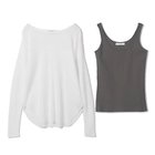 【スアデオ/suadeo】のシアーワッフル タンクトップセット ホワイト×アーミーグレー|ID: prp329100004454857 ipo3291000000035589025