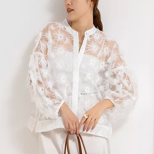 【ノーリーズ/NOLLEY'S】のシアーフラワーモチーフブラウス インテリア・キッズ・メンズ・レディースファッション・服の通販 founy(ファニー) 　ファッション　Fashion　レディースファッション　WOMEN　トップス・カットソー　Tops/Tshirt　シャツ/ブラウス　Shirts/Blouses　花柄・フラワープリント・モチーフ　Flower Patterns　2025年　2025　2025春夏・S/S　Ss,Spring/Summer,2025　おすすめ　Recommend　フラワー　Flower　モチーフ　Motif　夏　Summer　ホワイト|ID: prp329100004454879 ipo3291000000031712363
