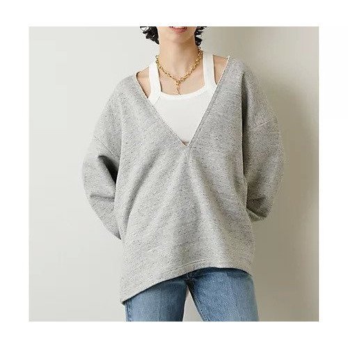 【ウィムガゼット/Whim Gazette】の裏毛Vネックプルオーバー インテリア・キッズ・メンズ・レディースファッション・服の通販 founy(ファニー) 　ファッション　Fashion　レディースファッション　WOMEN　トップス・カットソー　Tops/Tshirt　プルオーバー　Pullover　Vネック　V-Neck　カットオフ　Cut Off　キャミソール　Camisole　ダメージ　Damage　ドロップ　Drop　バランス　Balance　おすすめ　Recommend　日本製　Made In Japan　ライトグレー|ID: prp329100004458533 ipo3291000000031209908