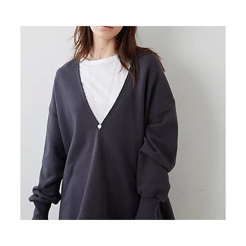 【ウィムガゼット/Whim Gazette】の裏毛Vネックプルオーバー インテリア・キッズ・メンズ・レディースファッション・服の通販 founy(ファニー) 　ファッション　Fashion　レディースファッション　WOMEN　トップス・カットソー　Tops/Tshirt　プルオーバー　Pullover　Vネック　V-Neck　カットオフ　Cut Off　キャミソール　Camisole　ダメージ　Damage　ドロップ　Drop　バランス　Balance　おすすめ　Recommend　日本製　Made In Japan　チャコールグレー|ID: prp329100004458533 ipo3291000000031209909