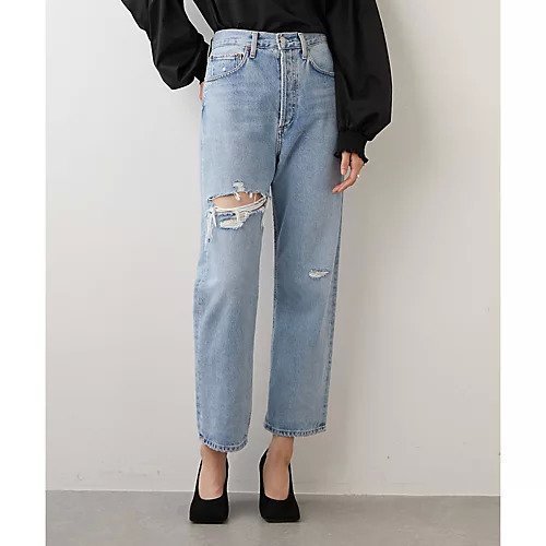 【ウィムガゼット/Whim Gazette】の【AGOLDE】90 s CROPデニム インテリア・キッズ・メンズ・レディースファッション・服の通販 founy(ファニー) 　ファッション　Fashion　レディースファッション　Fashion for Women　ヴィンテージ　Vintage Style　クラシカル　Classical, Vintage-Inspired　クラシック　Classic, Timeless Style　ストレッチ　Stretch, Stretchy Fabric　ストレート　Straight, Straight Cut　ダメージ　Distressed, Destroyed　デニム　Denim, Jeans Material　トレンド　Trend, Trending Now　ファブリック　Fabric, Textile　フェミニン　Feminine, Girly　フロント　Front, Front Design　おすすめ　Recommended / Our Picks　エレガント 上品　Elegant　ブルー|ID: prp329100004458552 ipo3291000000031209959