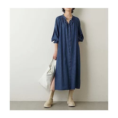 【ウィムガゼット/Whim Gazette】のデニムロングワンピース 人気、トレンドファッション・服の通販 founy(ファニー) 　ファッション　Fashion　レディースファッション　Fashion for Women　ワンピース　Dresses　2022年　2022　2022 春夏 S/S　Spring/Summer 2022 SS22　ギャザー　Gathered, Ruffled　シンプル　Simple, Minimal　スリット　Slit, Slit Detail　スリーブ　Sleeve, Long Sleeve / Short Sleeve　デニム　Denim, Jeans Material　バランス　Balance, Style Balance　フロント　Front, Front Design　ブリーチ　Bleach, Washed Finish　ヴィンテージ　Vintage Style　other-2|ID: prp329100004458626 ipo3291000000031237003