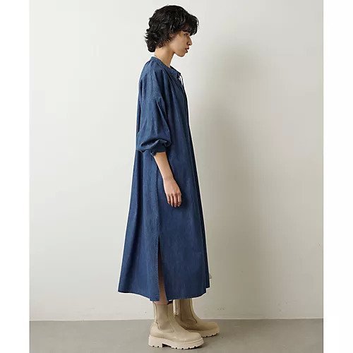【ウィムガゼット/Whim Gazette】のデニムロングワンピース 人気、トレンドファッション・服の通販 founy(ファニー) 　ファッション　Fashion　レディースファッション　Fashion for Women　ワンピース　Dresses　2022年　2022　2022 春夏 S/S　Spring/Summer 2022 SS22　ギャザー　Gathered, Ruffled　シンプル　Simple, Minimal　スリット　Slit, Slit Detail　スリーブ　Sleeve, Long Sleeve / Short Sleeve　デニム　Denim, Jeans Material　バランス　Balance, Style Balance　フロント　Front, Front Design　ブリーチ　Bleach, Washed Finish　ヴィンテージ　Vintage Style　other-3|ID: prp329100004458626 ipo3291000000031237004