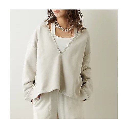 【ウィムガゼット/Whim Gazette】のスウェットVプルオーバー インテリア・キッズ・メンズ・レディースファッション・服の通販 founy(ファニー) 　ファッション　Fashion　レディースファッション　WOMEN　トップス・カットソー　Tops/Tshirt　パーカ　Sweats　プルオーバー　Pullover　スウェット　Sweat　カットオフ　Cut Off　カットソー　Cut And Sew　キャミソール　Camisole　今季　This Season　スウェット　Sweat　スリット　Slit　ダメージ　Damage　ドロップ　Drop　人気　Popularity　2022年　2022　2022 春夏 S/S　Ss,Spring/Summer,2022　日本製　Made In Japan　ベージュ|ID: prp329100004458673 ipo3291000000031210274