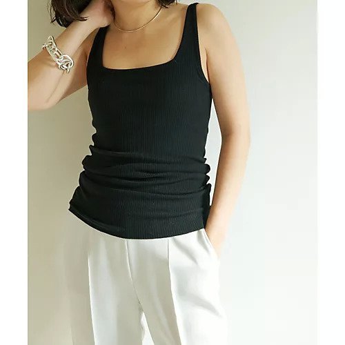 【ウィムガゼット/Whim Gazette】のカップツキリブノースリ インテリア・キッズ・メンズ・レディースファッション・服の通販 founy(ファニー) ファッション Fashion レディースファッション Fashion for Women 2022年 2022 2022 春夏 S/S Spring/Summer 2022 SS22 インナー Innerwear スクエア Square, Square Shape ストレッチ Stretch, Stretchy Fabric タンク Tank Top, Sleeveless Top デコルテ Décolleté, Neckline フィット Fit, Slim Fit フロント Front, Front Design ランダム Random, Irregular エレガント 上品 Elegant ブラック|ID: prp329100004458694 ipo3291000000031210358