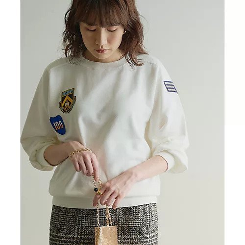 【ウィムガゼット/Whim Gazette】のワッペンスウェット インテリア・キッズ・メンズ・レディースファッション・服の通販 founy(ファニー) 　ファッション　Fashion　レディースファッション　WOMEN　トップス・カットソー　Tops/Tshirt　パーカ　Sweats　スウェット　Sweat　ヴィンテージ　Vintage　吸水　Water Absorption　スウェット　Sweat　タオル　Towel　定番　Standard　フェミニン　Feminine　ロング　Long　2022年　2022　2022-2023秋冬・A/W　Aw/Autumn/Winter//Fw/Fall-Winter/2022-2023　おすすめ　Recommend　ホワイトその他1|ID: prp329100004458891 ipo3291000000031210896