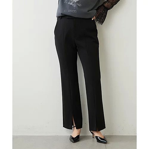 【ウィムガゼット/Whim Gazette】のフロントスリットパンツ インテリア・キッズ・メンズ・レディースファッション・服の通販 founy(ファニー) 　ファッション　Fashion　レディースファッション　Fashion for Women　パンツ　Pants & Trousers　クール　Cool, Chic　スタイリッシュ　Stylish, Fashionable　スリット　Slit, Slit Detail　センター　Center, Center Line　定番　Standard, Basic Item　フレア　Flare, Flared　フロント　Front, Front Design　エレガント 上品　Elegant　ブラック|ID: prp329100004458894 ipo3291000000031210908