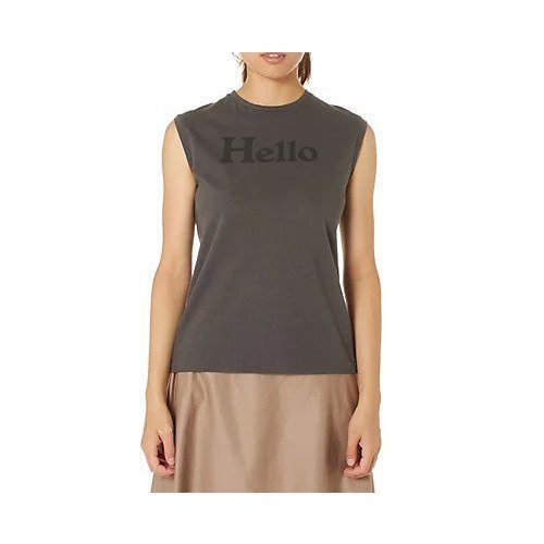【マディソンブルー/MADISONBLUE】のHELLO NOSLEEVE TEE 人気、トレンドファッション・服の通販 founy(ファニー) 　ファッション　Fashion　レディースファッション　Fashion for Women　トップス・カットソー　Cut & Sew Tops　カーディガン　Cardigan, Knitwear　スマート　Smart, Elegant　ノースリーブ　Sleeveless, No-Sleeve　プリント　Print, Printed Pattern　ヴィンテージ　Vintage Style　 other-1|ID: prp329100004458952 ipo3291000000035921367