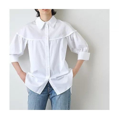 【ウィムガゼット/Whim Gazette】の【EVA MANN】ハーフスリーブシャツ 人気、トレンドファッション・服の通販 founy(ファニー) 　ファッション　Fashion　レディースファッション　Fashion for Women　トップス・カットソー　Cut & Sew Tops　シャツ・ブラウス・オフィスカジュアル　Elegant Blouses & Button-Ups　ギャザー　Gathered, Ruffled　クラシック　Classic, Timeless Style　シェイプ　Shape, Slim Fit　ショルダー　Shoulder, Shoulder Strap　ストレート　Straight, Straight Cut　スリーブ　Sleeve, Long Sleeve / Short Sleeve　ハーフ　Half, Half-Length　バランス　Balance, Style Balance　モダン　Modern, Contemporary　ヨーク　Yoke, Yoke Design　2022年　2022　2022 春夏 S/S　Spring/Summer 2022 SS22　エレガント 上品　Elegant　other-2|ID: prp329100004459018 ipo3291000000031237752