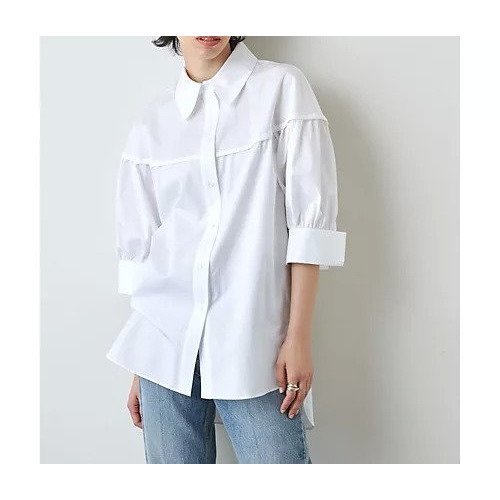 【ウィムガゼット/Whim Gazette】の【EVA MANN】ハーフスリーブシャツ 人気、トレンドファッション・服の通販 founy(ファニー) 　ファッション　Fashion　レディースファッション　Fashion for Women　トップス・カットソー　Cut & Sew Tops　シャツ・ブラウス・オフィスカジュアル　Elegant Blouses & Button-Ups　ギャザー　Gathered, Ruffled　クラシック　Classic, Timeless Style　シェイプ　Shape, Slim Fit　ショルダー　Shoulder, Shoulder Strap　ストレート　Straight, Straight Cut　スリーブ　Sleeve, Long Sleeve / Short Sleeve　ハーフ　Half, Half-Length　バランス　Balance, Style Balance　モダン　Modern, Contemporary　ヨーク　Yoke, Yoke Design　2022年　2022　2022 春夏 S/S　Spring/Summer 2022 SS22　エレガント 上品　Elegant　other-3|ID: prp329100004459018 ipo3291000000031237753