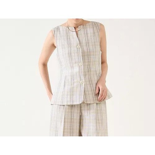 【マルティニーク/martinique】の平織サマーチェックジレ(セットアップ可) 人気、トレンドファッション・服の通販 founy(ファニー) 　ファッション　Fashion　レディースファッション　Fashion for Women　アウター　Coat / Outerwear Collection　トップス・カットソー　Cut & Sew Tops　ベスト&ジレ / 重ね着スタイル　Vests & Gilets　おすすめ　Recommended / Our Picks　サマー　Summer, Summer Style　スキッパー　Skipper, Open Collar　セットアップ　Set-Up, Coordinated Outfit　チェック　Check, Plaid, Tartan　無地　Plain, Solid Color　 other-1|ID: prp329100004459054 ipo3291000000031211758