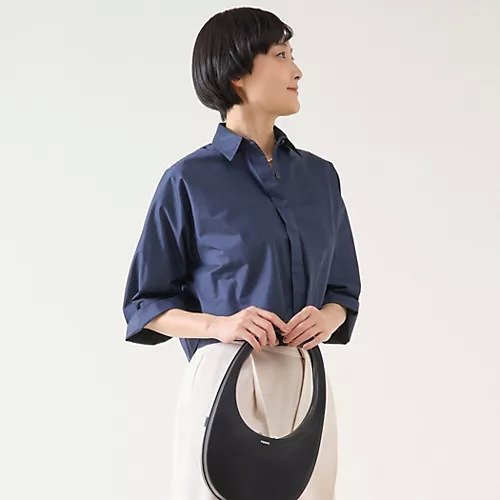 【マルティニーク/martinique】のクロップドシャツ(セットアップ可) インテリア・キッズ・メンズ・レディースファッション・服の通販 founy(ファニー) 　ファッション　Fashion　レディースファッション　Fashion for Women　トップス・カットソー　Cut & Sew Tops　シャツ・ブラウス・オフィスカジュアル　Elegant Blouses & Button-Ups　おすすめ　Recommended / Our Picks　クロップド　Cropped, Short Length　セットアップ　Set-Up, Coordinated Outfit　タフタ　Taffeta, Structured Fabric　トレンド　Trend, Trending Now　エレガント 上品　Elegant　ブルー|ID: prp329100004459065 ipo3291000000031211810
