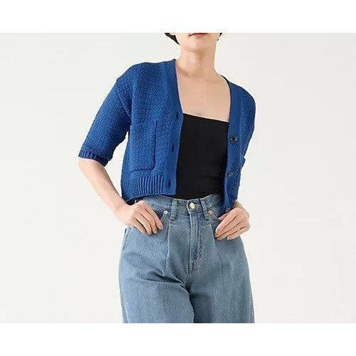 【マルティニーク/martinique】のペーパーミックスカーディガン インテリア・キッズ・メンズ・レディースファッション・服の通販 founy(ファニー) 　ファッション　Fashion　レディースファッション　Fashion for Women　トップス・カットソー　Cut & Sew Tops　カーディガン・羽織り　Layered Style Cardigans　おすすめ　Recommended / Our Picks　カーディガン　Cardigan, Knitwear　コンパクト　Compact, Small Size　バランス　Balance, Style Balance　ポケット　Pocket, Pocket Detail　半袖　Short Sleeve, Half Sleeve　ロイヤルブルー|ID: prp329100004459073 ipo3291000000036315423