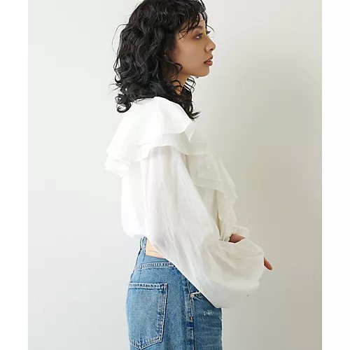 【ウィムガゼット/Whim Gazette】のネックフリルブラウス 人気、トレンドファッション・服の通販 founy(ファニー) 　ファッション　Fashion　レディースファッション　Fashion for Women　トップス・カットソー　Cut & Sew Tops　シャツ・ブラウス・オフィスカジュアル　Elegant Blouses & Button-Ups　2022年　2022　2022 春夏 S/S　Spring/Summer 2022 SS22　バランス　Balance, Style Balance　ビッグ　Big, Oversized　フリル　Frill, Ruffle　リボン　Ribbon, Bow　エレガント 上品　Elegant　other-3|ID: prp329100004459094 ipo3291000000031237821