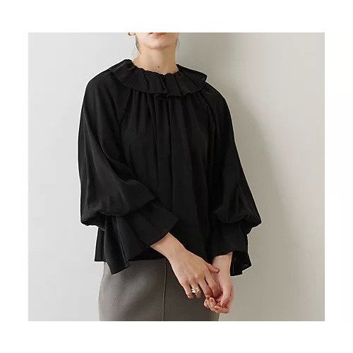 【ウィムガゼット/Whim Gazette】のフリルカラーブラウス 人気、トレンドファッション・服の通販 founy(ファニー) 　ファッション　Fashion　レディースファッション　Fashion for Women　トップス・カットソー　Cut & Sew Tops　シャツ・ブラウス・オフィスカジュアル　Elegant Blouses & Button-Ups　2022年　2022　2022-2023秋冬・A/W　Autumn/Winter 2022–23 AW22–23　おすすめ　Recommended / Our Picks　シャーリング　Shirring, Ruched　ジャケット　Jacket, Outerwear　ピーチ　Peach, Soft Touch　フェミニン　Feminine, Girly　フリル　Frill, Ruffle　エレガント 上品　Elegant　other-3|ID: prp329100004459098 ipo3291000000031237825