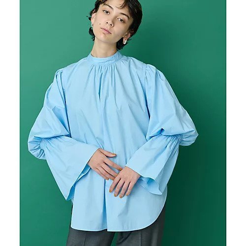 【ウィムガゼット/Whim Gazette】の【THE PAUSE】フレアスリーブギャザーブラウス 人気、トレンドファッション・服の通販 founy(ファニー) 　ファッション　Fashion　レディースファッション　Fashion for Women　トップス・カットソー　Cut & Sew Tops　シャツ・ブラウス・オフィスカジュアル　Elegant Blouses & Button-Ups　ヴィンテージ　Vintage Style　グラデーション　Gradient, Ombre　スウェット / スエット　Sweatshirt, Sweatwear　スタンド　Stand Collar, Upright Stand　スリーブ　Sleeve, Long Sleeve / Short Sleeve　タイプライター　Typewriter Fabric, Crisp Cotton　トレンド　Trend, Trending Now　バランス　Balance, Style Balance　ボトム　Bottoms, Lower Wear　ワーク　Workwear, Utility Style　2022年　2022　2022-2023秋冬・A/W　Autumn/Winter 2022–23 AW22–23　other-2|ID: prp329100004459104 ipo3291000000031237828