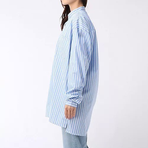 【ウィムガゼット/Whim Gazette】の【Placide】バンドカラーシャツ 人気、トレンドファッション・服の通販 founy(ファニー) 　ファッション　Fashion　レディースファッション　Fashion for Women　トップス・カットソー　Cut & Sew Tops　シャツ・ブラウス・オフィスカジュアル　Elegant Blouses & Button-Ups　ストライプ　Stripe, Striped Pattern　バランス　Balance, Style Balance　フランス　France, French　ベーシック　Basic, Essential　ボックス　Boxy, Box Shape　ロング　Long, Long-Length　2022年　2022　2022-2023秋冬・A/W　Autumn/Winter 2022–23 AW22–23　エレガント 上品　Elegant　other-3|ID: prp329100004459114 ipo3291000000031237837