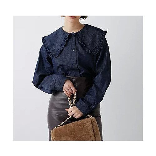 【ウィムガゼット/Whim Gazette】のDENIMフラットカラーブラウス インテリア・キッズ・メンズ・レディースファッション・服の通販 founy(ファニー) https://founy.com/ ファッション Fashion レディースファッション Fashion for Women トップス・カットソー Cut & Sew Tops シャツ・ブラウス・オフィスカジュアル Elegant Blouses & Button-Ups 2022年 2022 2022-2023秋冬・A/W Autumn/Winter 2022–23 AW22–23 おすすめ Recommended / Our Picks インド Indian Textile カーディガン Cardigan, Knitwear シンプル Simple, Minimal デニム Denim, Jeans Material トレンド Trend, Trending Now ビッグ Big, Oversized フラット Flat, Flat Shoes フリル Frill, Ruffle |ID: prp329100004459145 ipo3291000000031212103