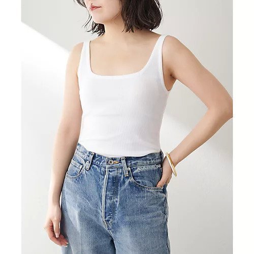 【ウィムガゼット/Whim Gazette】のカップツキRIBタンク インテリア・キッズ・メンズ・レディースファッション・服の通販 founy(ファニー) 　ファッション　Fashion　レディースファッション　Fashion for Women　インナー　Innerwear　スクエア　Square, Square Shape　タンク　Tank Top, Sleeveless Top　デコルテ　Décolleté, Neckline　フィット　Fit, Slim Fit　フロント　Front, Front Design　エレガント 上品　Elegant　定番　Standard, Basic Item　ホワイト|ID: prp329100004459155 ipo3291000000031212146