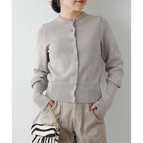 【ウィムガゼット/Whim Gazette】のラメカーディガン インテリア・キッズ・メンズ・レディースファッション・服の通販 founy(ファニー) 　ファッション　Fashion　レディースファッション　Fashion for Women　トップス・カットソー　Cut & Sew Tops　カーディガン・羽織り　Layered Style Cardigans　カーディガン　Cardigan, Knitwear　クール　Cool, Chic　コンパクト　Compact, Small Size　シルバー　Silver, Metallic Silver　シンプル　Simple, Minimal　デニム　Denim, Jeans Material　人気　Popular, Best Seller　フェミニン　Feminine, Girly　ボトム　Bottoms, Lower Wear　羽織　Haori, Light Jacket　ミドル　Middle Length, Mid Height　エレガント 上品　Elegant　ベージュ|ID: prp329100004459171 ipo3291000000031212205
