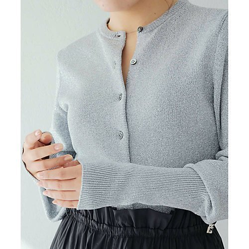【ウィムガゼット/Whim Gazette】のラメカーディガン 人気、トレンドファッション・服の通販 founy(ファニー) 　ファッション　Fashion　レディースファッション　Fashion for Women　トップス・カットソー　Cut & Sew Tops　カーディガン・羽織り　Layered Style Cardigans　カーディガン　Cardigan, Knitwear　クール　Cool, Chic　コンパクト　Compact, Small Size　シルバー　Silver, Metallic Silver　シンプル　Simple, Minimal　デニム　Denim, Jeans Material　人気　Popular, Best Seller　フェミニン　Feminine, Girly　ボトム　Bottoms, Lower Wear　羽織　Haori, Light Jacket　ミドル　Middle Length, Mid Height　エレガント 上品　Elegant　other-3|ID: prp329100004459171 ipo3291000000031251956