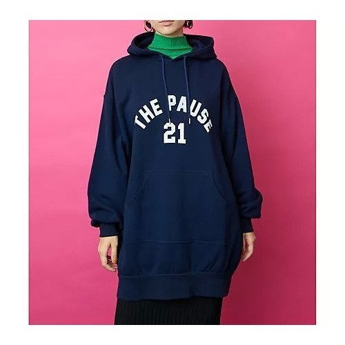 【ウィムガゼット/Whim Gazette】の【THE PAUSE】ロゴビッグパーカー インテリア・キッズ・メンズ・レディースファッション・服の通販 founy(ファニー) 　ファッション　Fashion　レディースファッション　WOMEN　トップス・カットソー　Tops/Tshirt　パーカ　Sweats　2022年　2022　2022-2023秋冬・A/W　Aw/Autumn/Winter//Fw/Fall-Winter/2022-2023　スタンダード　Standard　パーカー　Hoodie　ビッグ　Big　モノトーン　Monotone　ロング　Long　ネイビー|ID: prp329100004459175 ipo3291000000031212220