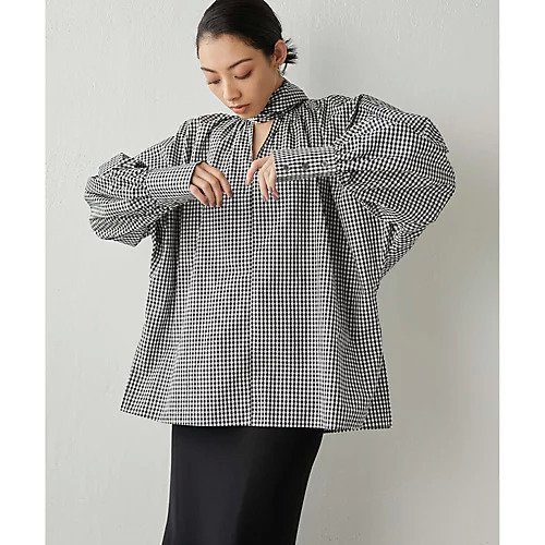 【ウィムガゼット/Whim Gazette】のギンガムチェックボウタイブラウス インテリア・キッズ・メンズ・レディースファッション・服の通販 founy(ファニー) 　ファッション　Fashion　レディースファッション　Fashion for Women　トップス・カットソー　Cut & Sew Tops　シャツ・ブラウス・オフィスカジュアル　Elegant Blouses & Button-Ups　ギンガム　Gingham, Gingham Fabric　クラシカル　Classical, Vintage-Inspired　シルケット　Silket, Silky Cotton　雑誌　Magazine, Fashion Magazine　チェック　Check, Plaid, Tartan　定番　Standard, Basic Item　バランス　Balance, Style Balance　ボトム　Bottoms, Lower Wear　モノトーン　Monotone, Black and White　リボン　Ribbon, Bow　リラックス　Relax, Relaxed Fit　2023春夏・S/S　Spring/Summer 2023 SS23　2023年　2023　ブラック|ID: prp329100004459211 ipo3291000000031212353
