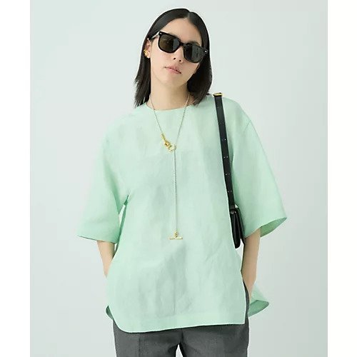 【カオス/Chaos】のパースローブTシャツ インテリア・キッズ・メンズ・レディースファッション・服の通販 founy(ファニー) 　ファッション　Fashion　レディースファッション　WOMEN　トップス・カットソー　Tops/Tshirt　シャツ/ブラウス　Shirts/Blouses　ロング / Tシャツ　T-Shirts　2025年　2025　2025春夏・S/S　Ss,Spring/Summer,2025　シンプル　Simple　セットアップ　Set Up　フォルム　Form　フロント　Front　ラウンド　Round　半袖　Short Sleeve　夏　Summer　ミント|ID: prp329100004459237 ipo3291000000031950311