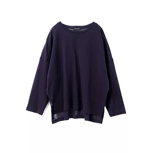 【ミズイロ インド/mizuiro ind】のメッシュロングスリーブワイドT インテリア・キッズ・メンズ・レディースファッション・服の通販 founy(ファニー) 　ファッション　Fashion　レディースファッション　WOMEN　シンプル　Simple　ストレッチ　Stretch　スリット　Slit　メッシュ　Mesh　ワイド　Wide　ネイビー|ID: prp329100004459246 ipo3291000000031212509