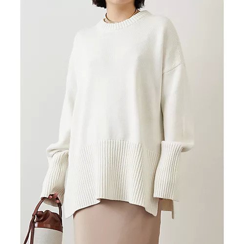 【ウィムガゼット/Whim Gazette】のワイドスリーブプルオバー インテリア・キッズ・メンズ・レディースファッション・服の通販 founy(ファニー) 　ファッション　Fashion　レディースファッション　Fashion for Women　シルク　Silk, 100% Silk　シンプル　Simple, Minimal　スリット　Slit, Slit Detail　スリーブ　Sleeve, Long Sleeve / Short Sleeve　バランス　Balance, Style Balance　ベーシック　Basic, Essential　ボトム　Bottoms, Lower Wear　リラックス　Relax, Relaxed Fit　ワイド　Wide, Wide Fit　ワイドリブ　Wide Rib, Wide Ribbed Knit　オフホワイト|ID: prp329100004459252 ipo3291000000031212543