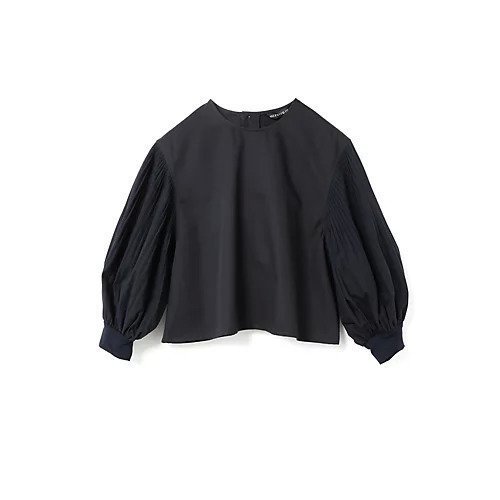 【ミズイロ インド/mizuiro ind】のプリーツパフスリーブプルオーバー インテリア・キッズ・メンズ・レディースファッション・服の通販 founy(ファニー) 　ファッション　Fashion　レディースファッション　WOMEN　トップス・カットソー　Tops/Tshirt　プルオーバー　Pullover　ショート　Short　ツイル　Twill　ブロード　Broad　プリーツ　Pleats　エレガント 上品　Elegant　ネイビー|ID: prp329100004459255 ipo3291000000031212557