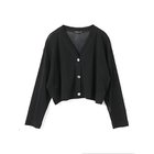 【ミズイロ インド/mizuiro ind】のメッシュVネックショートカーディガン ブラック|ID: prp329100004459261 ipo3291000000031212580