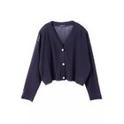 【ミズイロ インド/mizuiro ind】のメッシュVネックショートカーディガン ネイビー|ID: prp329100004459261 ipo3291000000031212584