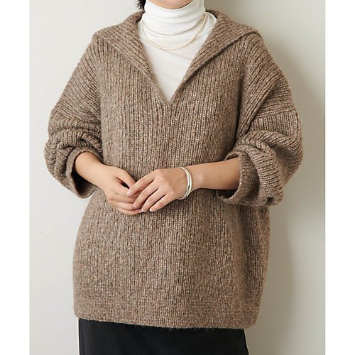 【ウィムガゼット/Whim Gazette】の【LAUREN MANOOGIAN】RIBセーラーニット 人気、トレンドファッション・服の通販 founy(ファニー) 　ファッション　Fashion　レディースファッション　Fashion for Women　トップス・カットソー　Cut & Sew Tops　ニット　Knit Tops & Sweaters　オーガニック　Organic Cotton　コレクション　Collection, Seasonal Line　今季　This Season, Current Season　ショール　Shawl, Wrap　シンプル　Simple, Minimal　ジャケット　Jacket, Outerwear　ジュエリー　Jewelry, Accessories　タートル　Turtleneck, Turtle Collar　メランジ　Melange, Mixed Yarn　リラックス　Relax, Relaxed Fit　おすすめ　Recommended / Our Picks　 other-1|ID: prp329100004459311 ipo3291000000031212799