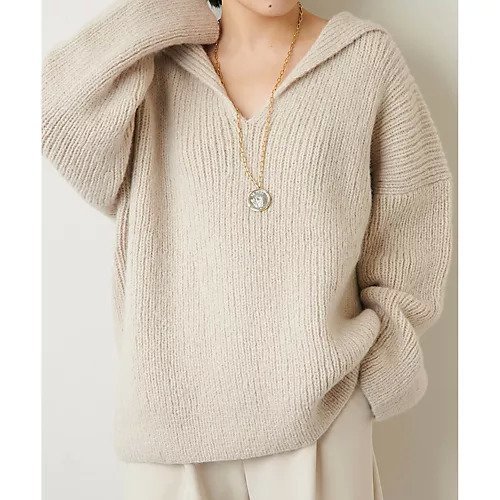 【ウィムガゼット/Whim Gazette】の【LAUREN MANOOGIAN】RIBセーラーニット インテリア・キッズ・メンズ・レディースファッション・服の通販 founy(ファニー) 　ファッション　Fashion　レディースファッション　Fashion for Women　トップス・カットソー　Cut & Sew Tops　ニット　Knit Tops & Sweaters　オーガニック　Organic Cotton　コレクション　Collection, Seasonal Line　今季　This Season, Current Season　ショール　Shawl, Wrap　シンプル　Simple, Minimal　ジャケット　Jacket, Outerwear　ジュエリー　Jewelry, Accessories　タートル　Turtleneck, Turtle Collar　メランジ　Melange, Mixed Yarn　リラックス　Relax, Relaxed Fit　おすすめ　Recommended / Our Picks　オフホワイト|ID: prp329100004459311 ipo3291000000031212803