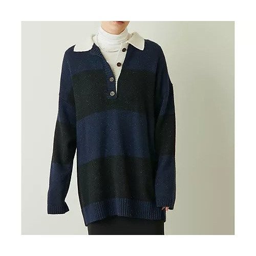 【ウィムガゼット/Whim Gazette】のラガーニットプルオーバー インテリア・キッズ・メンズ・レディースファッション・服の通販 founy(ファニー)  ファッション Fashion レディースファッション Fashion for Women トップス・カットソー Cut & Sew Tops ニット Knit Tops & Sweaters カジュアルプルオーバー・ニットトップス Pullovers & Knit Tops / Casual Pullovers おすすめ Recommended / Our Picks アンゴラ Angora Knitwear シューズ Shoes, Footwear ネップ Nepp, Slub Yarn ボーダー Border, Stripe エレガント 上品 Elegant ネイビー|ID: prp329100004459323 ipo3291000000031212839