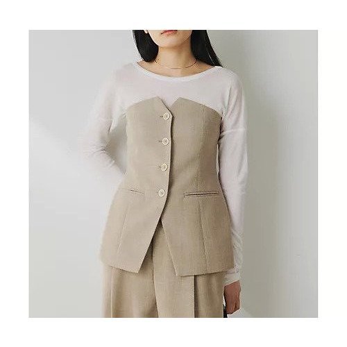 【ウィムガゼット/Whim Gazette】のジュートライクビスチェ インテリア・キッズ・メンズ・レディースファッション・服の通販 founy(ファニー) 　ファッション　Fashion　レディースファッション　WOMEN　トップス・カットソー　Tops/Tshirt　ビスチェ　Bustier　クール　Cool　ジャケット　Jacket　ノースリーブ　No Sleeve　ビスチェ　Bustier　マニッシュ　Mannish　おすすめ　Recommend　エレガント 上品　Elegant　2025年　2025　2025春夏・S/S　Ss,Spring/Summer,2025　ベージュ|ID: prp329100004459363 ipo3291000000031212984