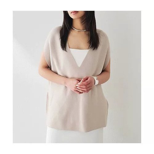 【ウィムガゼット/Whim Gazette】のホールガーメントプルオーバー インテリア・キッズ・メンズ・レディースファッション・服の通販 founy(ファニー) 　ファッション　Fashion　レディースファッション　Fashion for Women　トップス・カットソー　Cut & Sew Tops　カジュアルプルオーバー・ニットトップス　Pullovers & Knit Tops / Casual Pullovers　スマート　Smart, Elegant　スリット　Slit, Slit Detail　スリーブ　Sleeve, Long Sleeve / Short Sleeve　フレンチ　French, French Style　フロント　Front, Front Design　ボトム　Bottoms, Lower Wear　おすすめ　Recommended / Our Picks　夏　Summer　エレガント 上品　Elegant　2025年　2025　2025春夏・S/S　Spring/Summer 2025 SS25　ベージュ|ID: prp329100004459369 ipo3291000000031213018
