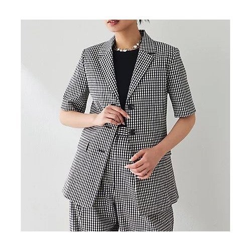 【ウィムガゼット/Whim Gazette】のギンガムチェックハーフスリーブジャケット 人気、トレンドファッション・服の通販 founy(ファニー) 　ファッション　Fashion　レディースファッション　Fashion for Women　アウター　Coat / Outerwear Collection　レディースジャケット・軽アウター　Jackets　2025年　2025　2025春夏・S/S　Spring/Summer 2025 SS25　おすすめ　Recommended / Our Picks　ギンガム　Gingham, Gingham Fabric　クラシカル　Classical, Vintage-Inspired　ジャケット　Jacket, Outerwear　セットアップ　Set-Up, Coordinated Outfit　チェック　Check, Plaid, Tartan　ベーシック　Basic, Essential　モノトーン　Monotone, Black and White　半袖　Short Sleeve, Half Sleeve　夏　Summer　定番　Standard, Basic Item　春　Spring　S/S・春夏　SS, Spring/Summer, Warm Season　other-2|ID: prp329100004459407 ipo3291000000031252469