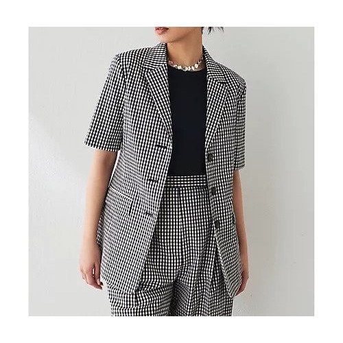 【ウィムガゼット/Whim Gazette】のギンガムチェックハーフスリーブジャケット 人気、トレンドファッション・服の通販 founy(ファニー) 　ファッション　Fashion　レディースファッション　Fashion for Women　アウター　Coat / Outerwear Collection　レディースジャケット・軽アウター　Jackets　2025年　2025　2025春夏・S/S　Spring/Summer 2025 SS25　おすすめ　Recommended / Our Picks　ギンガム　Gingham, Gingham Fabric　クラシカル　Classical, Vintage-Inspired　ジャケット　Jacket, Outerwear　セットアップ　Set-Up, Coordinated Outfit　チェック　Check, Plaid, Tartan　ベーシック　Basic, Essential　モノトーン　Monotone, Black and White　半袖　Short Sleeve, Half Sleeve　夏　Summer　定番　Standard, Basic Item　春　Spring　S/S・春夏　SS, Spring/Summer, Warm Season　other-3|ID: prp329100004459407 ipo3291000000031252471