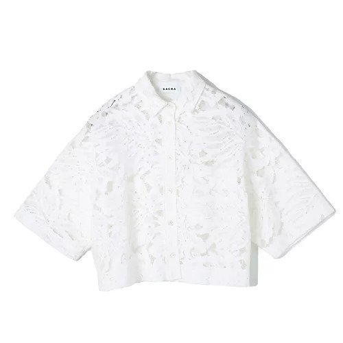【サクラ/SACRA】のレースクロップト丈シャツ インテリア・キッズ・メンズ・レディースファッション・服の通販 founy(ファニー) 　ファッション　Fashion　レディースファッション　WOMEN　トップス・カットソー　Tops/Tshirt　シャツ/ブラウス　Shirts/Blouses　おすすめ　Recommend　クロップド　Cropped　コンパクト　Compact　コンビ　Combination　タンク　Tank　ノースリーブ　No Sleeve　バランス　Balance　マニッシュ　Mannish　モチーフ　Motif　リーフ　Leaf　レース　Race　エレガント 上品　Elegant　夏　Summer　オフホワイト|ID: prp329100004459423 ipo3291000000031805550